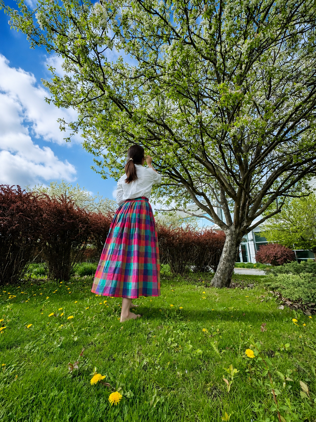 Iris Pleated Madras Skirt – Multicolor check