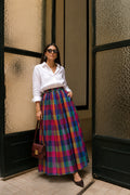 Iris Pleated Madras Skirt – Multicolor check